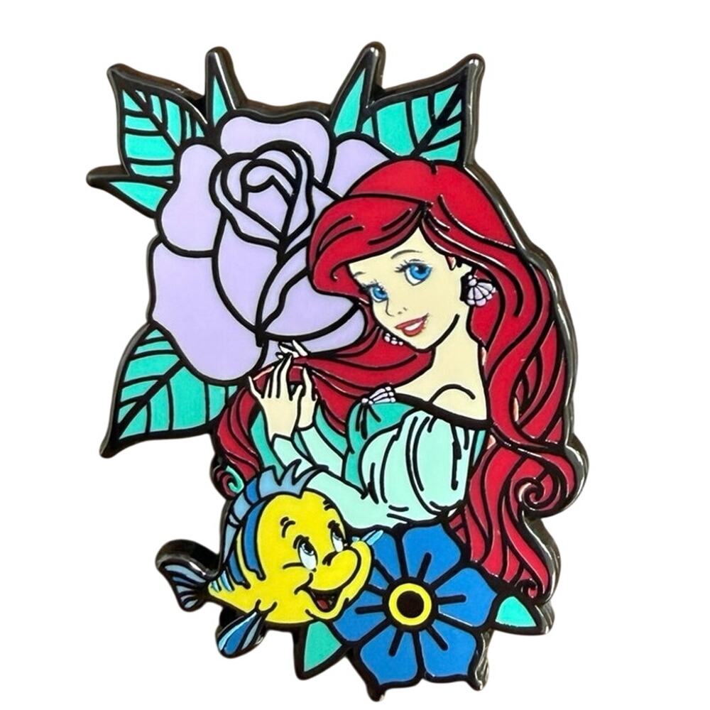 Loungefly Little Mermaid Ariel Flounder Princess Flower Mystery Disney Pin